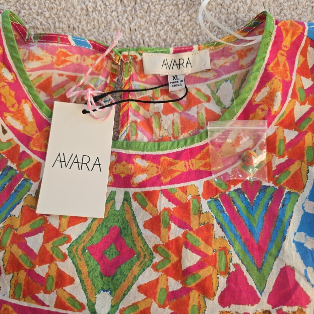 Avara Nadia Multicolor Printed Top Boho-chic Size XL NWT Keyhole Back - Picture 10 of 13
